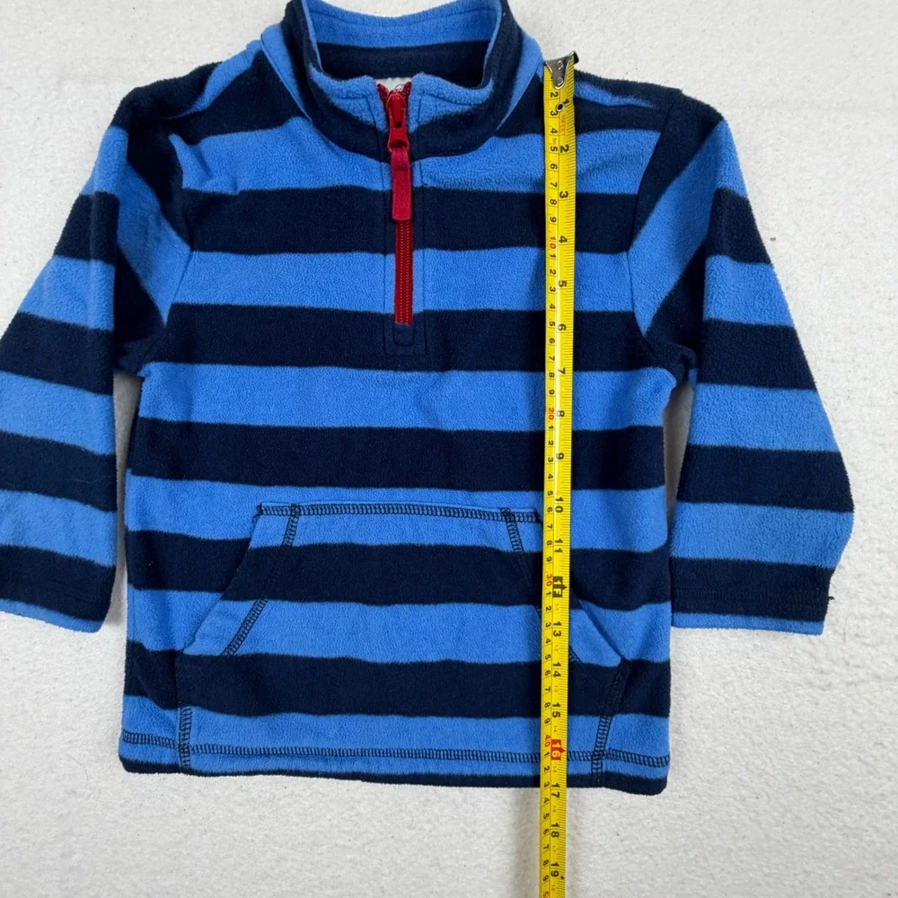 Hanna Andersson Boys Blue Striped Fleece Quarter Zip Pullover Size 100 3T 4T